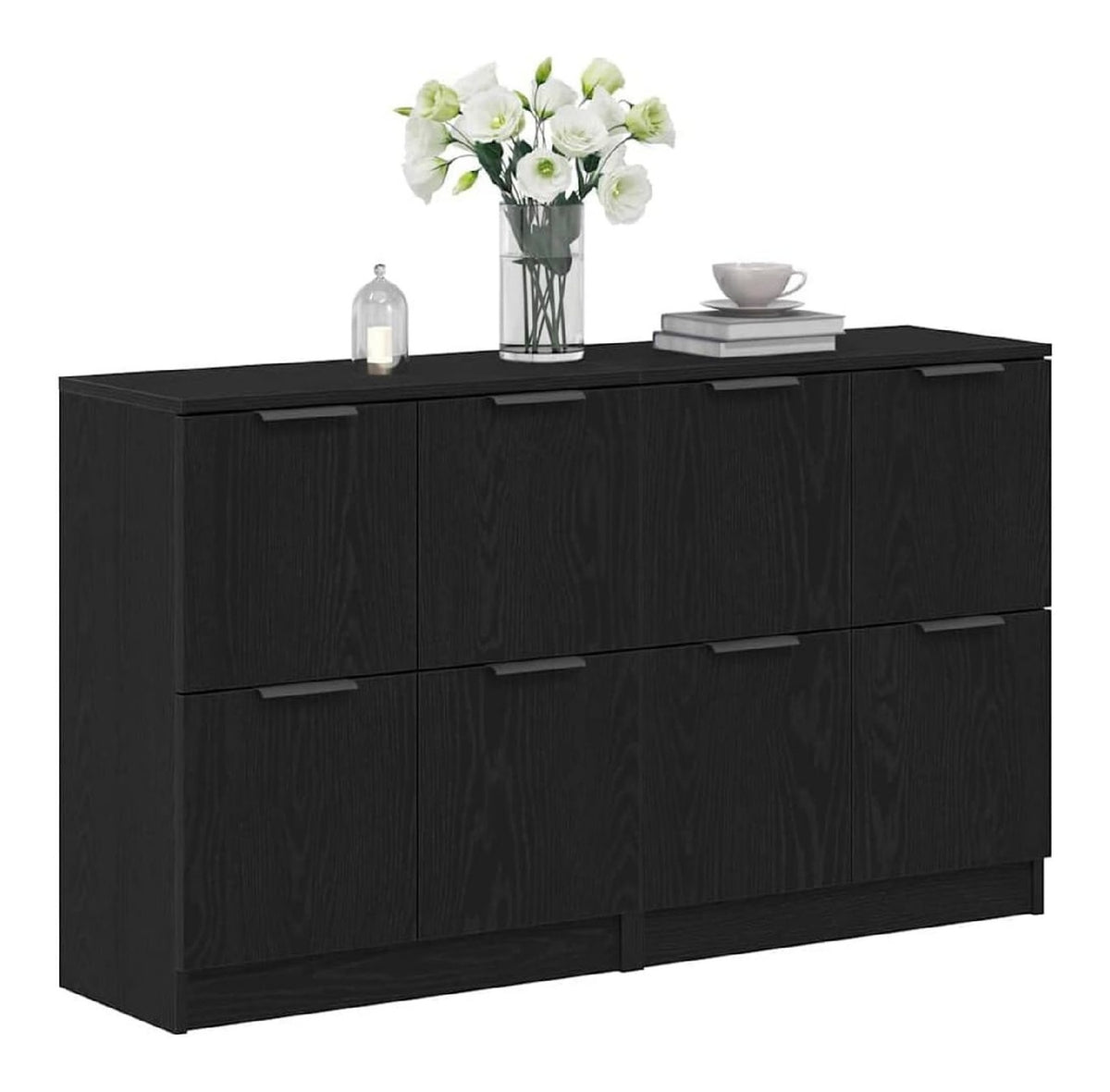 Sideboard 2 STK. Schwarz Eichen-Optik 60 x 30 x 70 cm