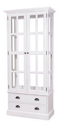 Landhaus Vitrinen Schrank Kuchenschrank Wei 90 x H 200 cm - Esszimmer Schrank Wohnzimmer Antik Landhaus Stil Vitrine