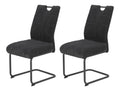 Tische, 2er Set Esszimmerstuhl Merkur, Bezug Breitcord Anthrazit, Komfortsitz Federkorb, XL Sitzbreite, 140kg belastbar, Schwinger Metallgestell