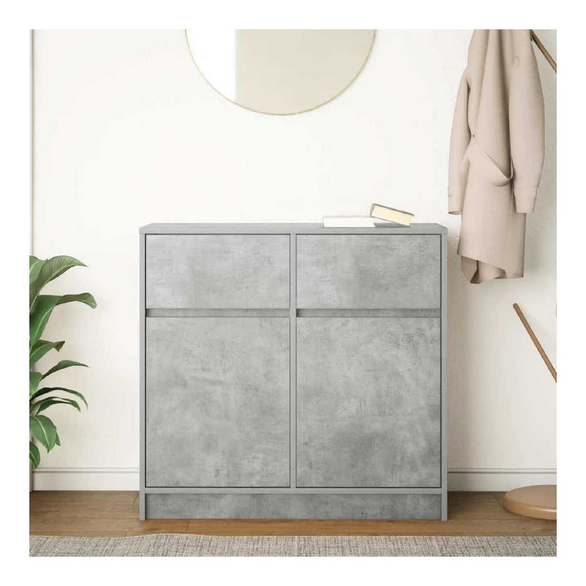 Sideboard mit Schublade, betongrau, 80 x 34 x 76 cm, aus