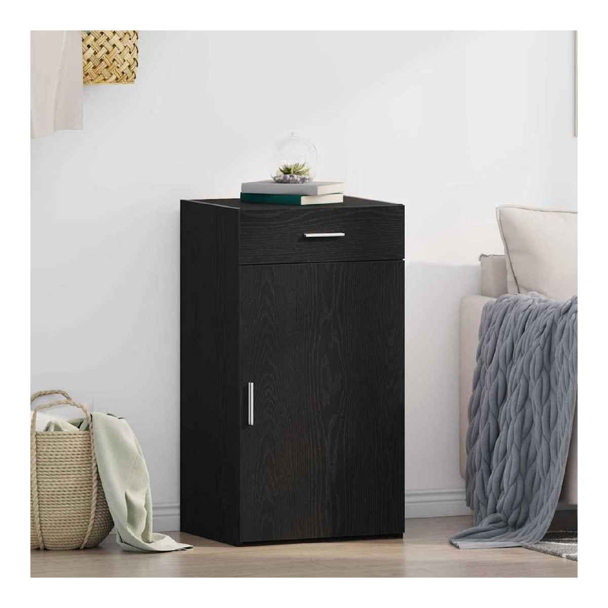 Sideboard Schwarze Eiche 50x42,5x93 cm, Holzwerkstoff, Buffet Schrank mit Stauraum fur Esszimmer, Wohnzimmer, Kuchenbuffet