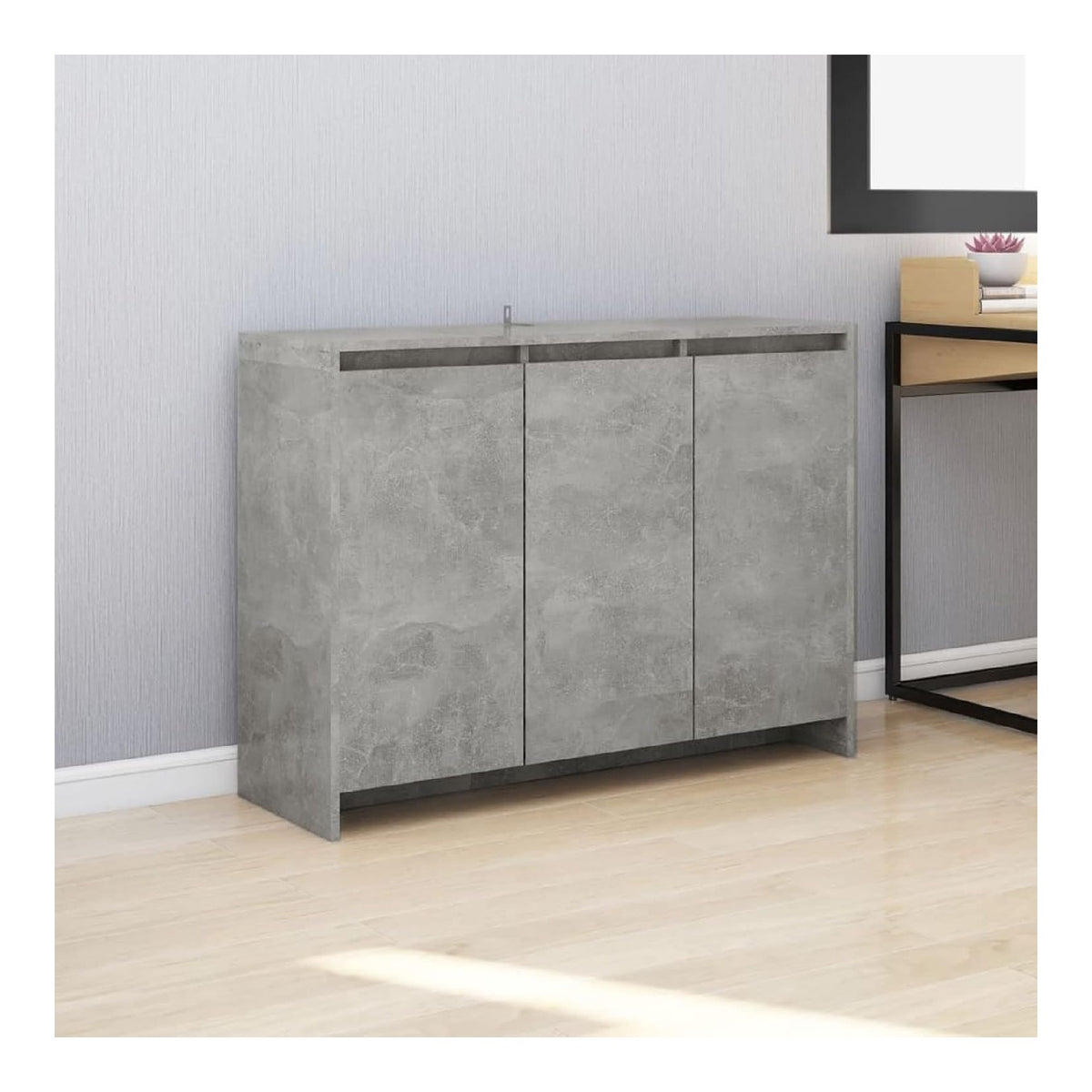 Sideboard grau Zement 102 x 33 x 75 cm aus Spanplatte, platzsparende Schranke, Kuchenmobel, Wohnzimmer, Kuchenschrank, Kuchenschrank, Mobel, Wohnzimmer, Sideboard, Dekoration