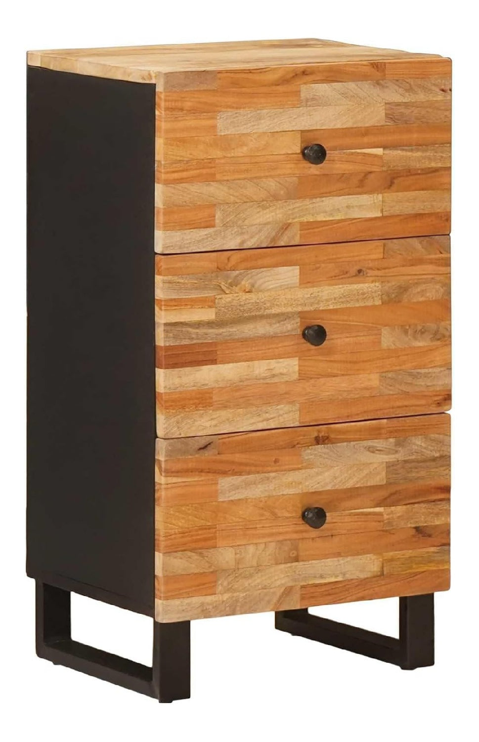 Kommode aus Holz mit 3 Schubladen, Seitenschrank, Komodenschrank, Schubladenschrank, Komode fur Wohnzimmer Schlafzimmer Flur, Braun 40 x 33 x 75 cm