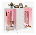 Trironsun 5 Schubladen Kommode mit Kleiderstander Kommode mit Kleiderstange LED Lichter Kleiderschrank Schrank Schubladen Ladestation Flexible Regal Offene Regale fur Wohnzimmer