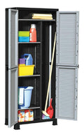 Kunststoffschrank 68x39x171,5 cm, Grau, mit 2 Turen und 6 Fachboden, abschlie bar, fur Zuhause, Buro, Garage, Lagerraum, hohe Tragfahigkeit, 20 kg pro Boden