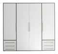 LYSS Kleiderschrank Schrank 4-turig Wei Graphit 206 x 194 x 58 cm (B/H/T)