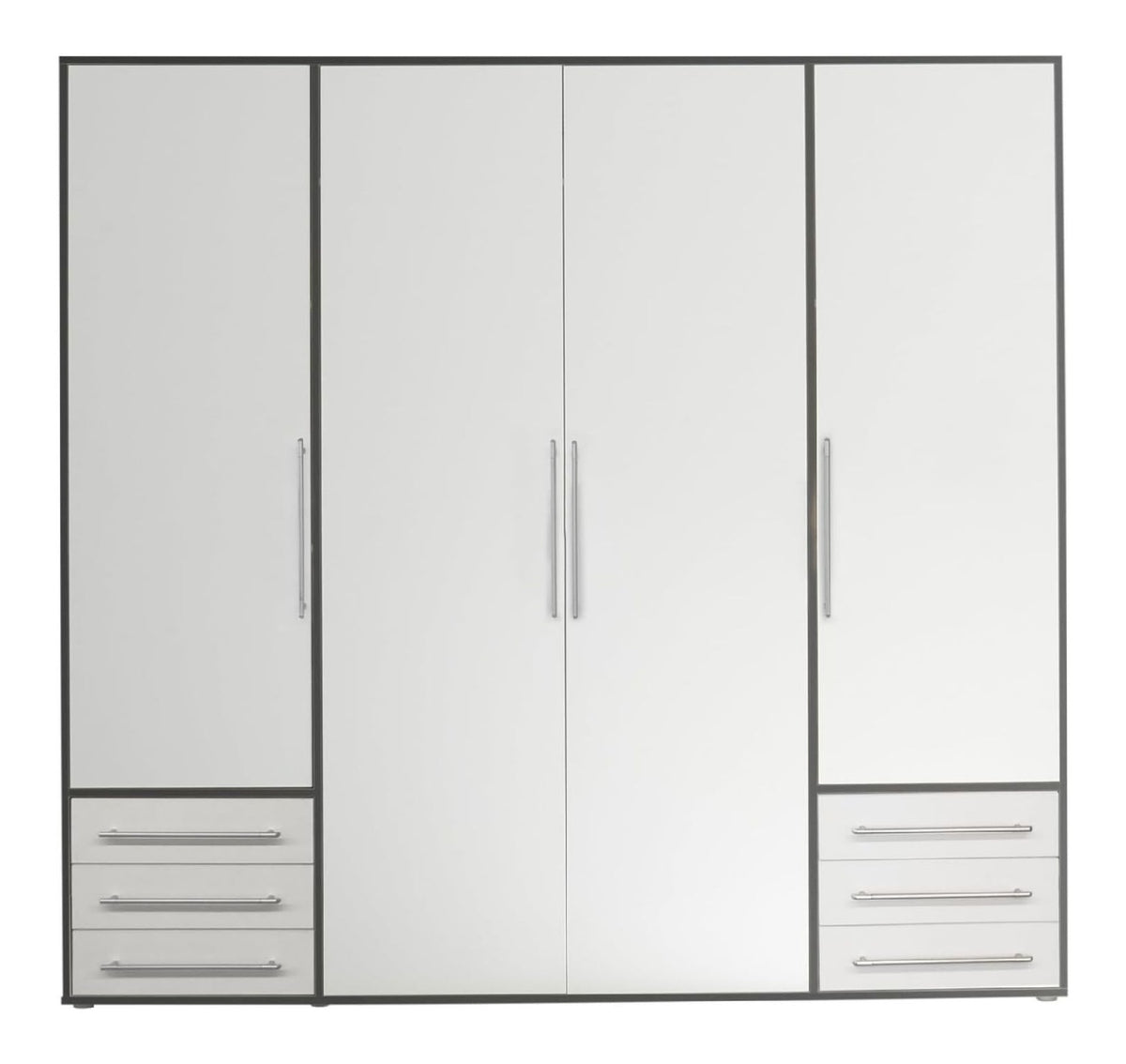 LYSS Kleiderschrank Schrank 4-turig Wei Graphit 206 x 194 x 58 cm (B/H/T)