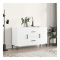 Sideboard 100 cm Wei aus Holzwerkstoff und Metall, 60 cm hoch, praktische Turen und Schubladen, ideal fur Ordnung im Wohnbereich
