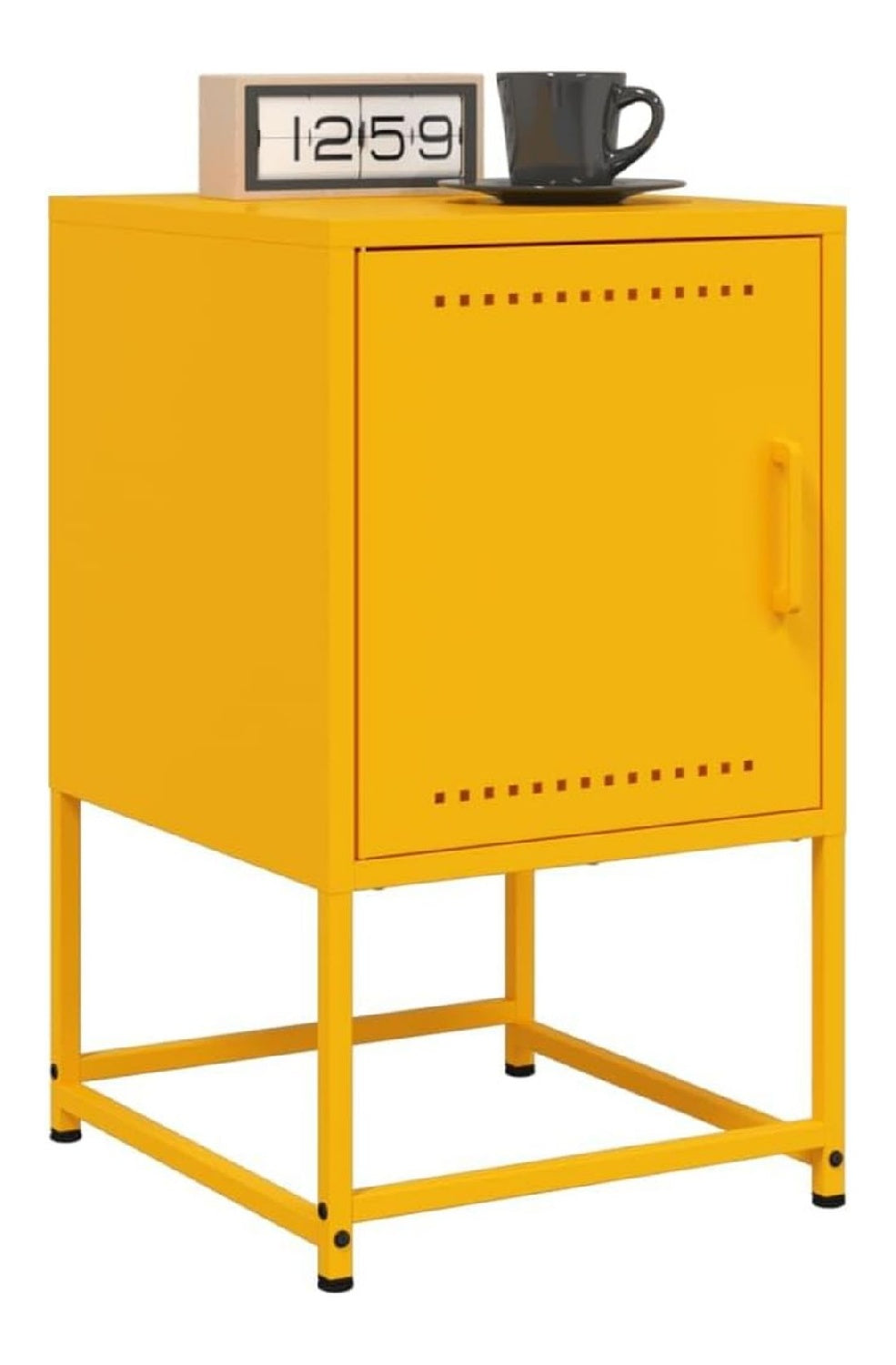 Nachttische Nachtschrank 2 STK Senfgelb Stahl 36x39x60,5 cm Beistelltisch Schlafzimmer Schublade Kommode Schrankchen Stauraum Regal Modern Vintage