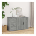 Sideboard Grau Sonoma 100x33x59,5 cm Holzwerkstoff mit viel Stauraum fur Wohnzimmer Flur Kuche und Schlafzimmer, stabile Kommode mit Schubladen, modernes Design