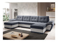 ENZO Marineblau/Weiss Eco-Leder Ecksofa U-Form 336 x 97 x 157 cm mit Schlaffunktion und Stauraum - Schlafsofa mit Bettkasten - Moderne Wohnzimmermobel - Stoff: SORO 97 + Soft 17