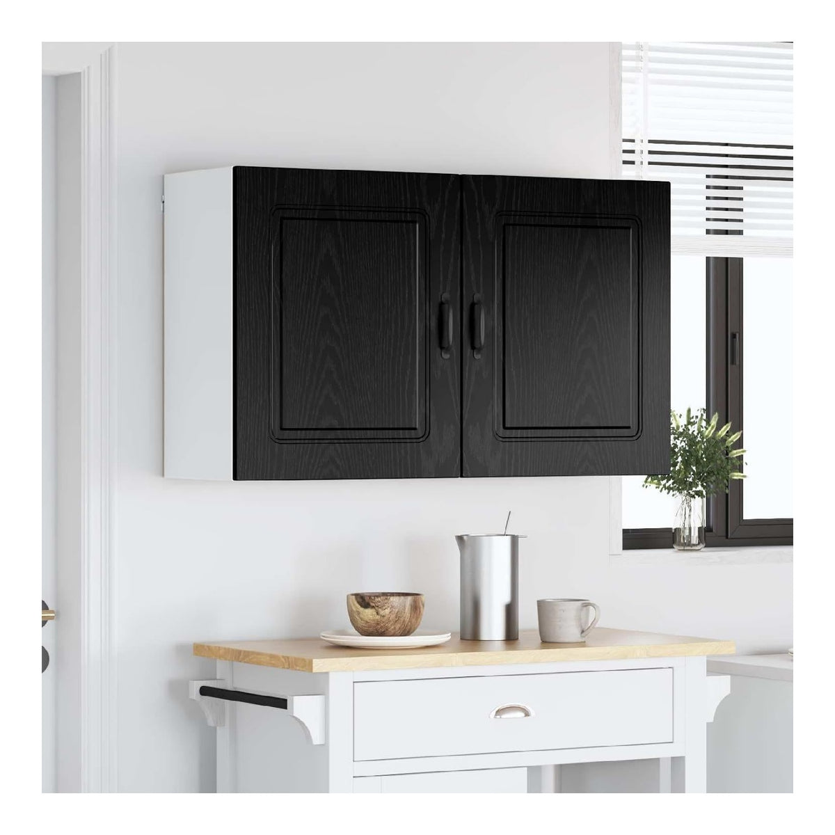 Geschirrspulerfront Kalmar 2 pcs Schwarz Eichen-Optik, Spanplatte, 50 x 31 x 60 cm, 2 Turen geeignet fur Kuchenmobel Beistellschrank Vorratsschrank Oberschrank Lagerraum, fur ruhigen Lauf