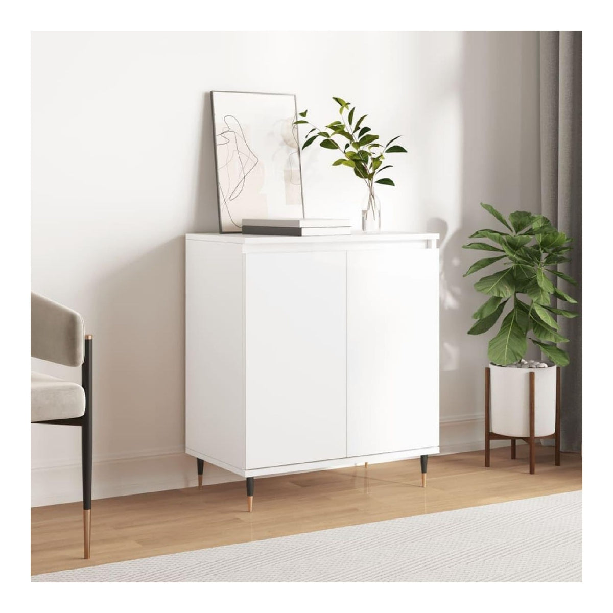 Schranke & Stauraum Sideboard Hochglanz Wei 60x35x70cm Holzwerkstoff Buffets & Sideboards