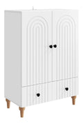 Sideboard Wohnzimmer 66 x 34,5 x 95 cm Wei Holzwerkstoff mit 2 Turen und Schublade