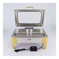 Chafing Dishes for Buffet [No Fingers Cut] Roll Edge Designed Chafing Dish Buffet Set [Mirror-Like Polished Finish] Food Warmers Buffet for Parties,Birthday,Parties,Gold and silver,2 1/2 pan