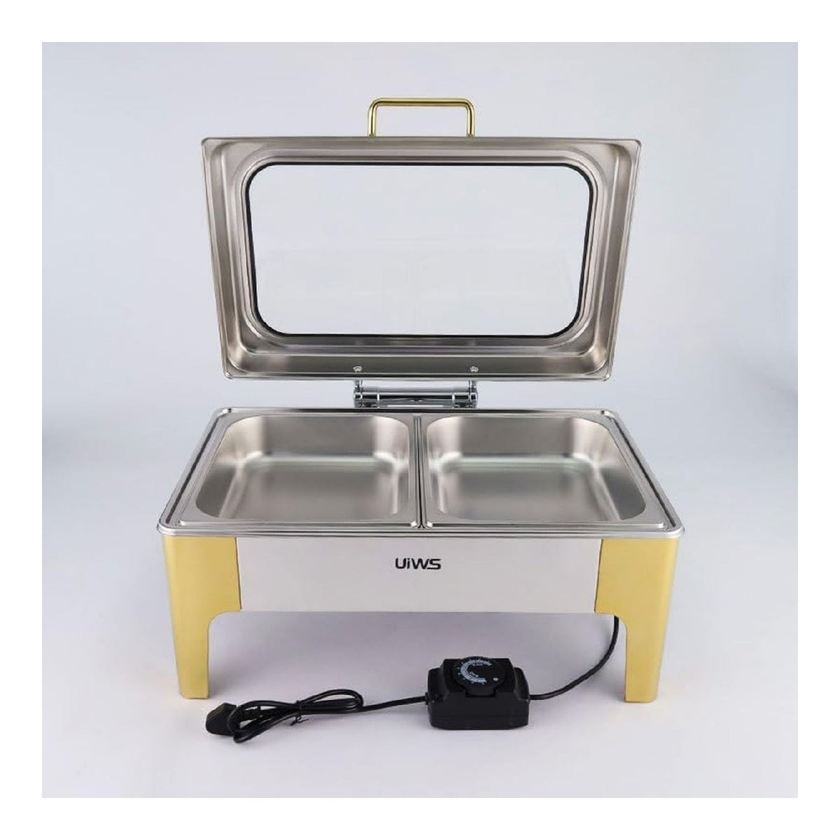 Chafing Dishes for Buffet [No Fingers Cut] Roll Edge Designed Chafing Dish Buffet Set [Mirror-Like Polished Finish] Food Warmers Buffet for Parties,Birthday,Parties,Gold and silver,2 1/2 pan