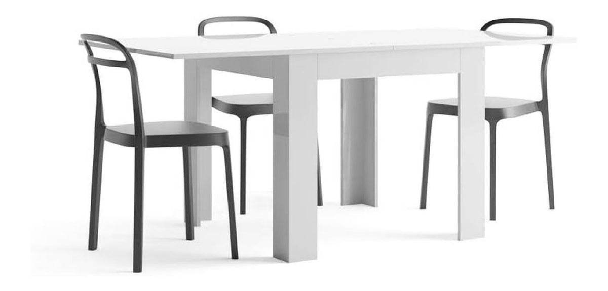 MOBILI FIVER, Eldorado quadratischer ausziehbarer Tisch, 90x(180) x90 cm, glanzend, Wei , Made In Italy