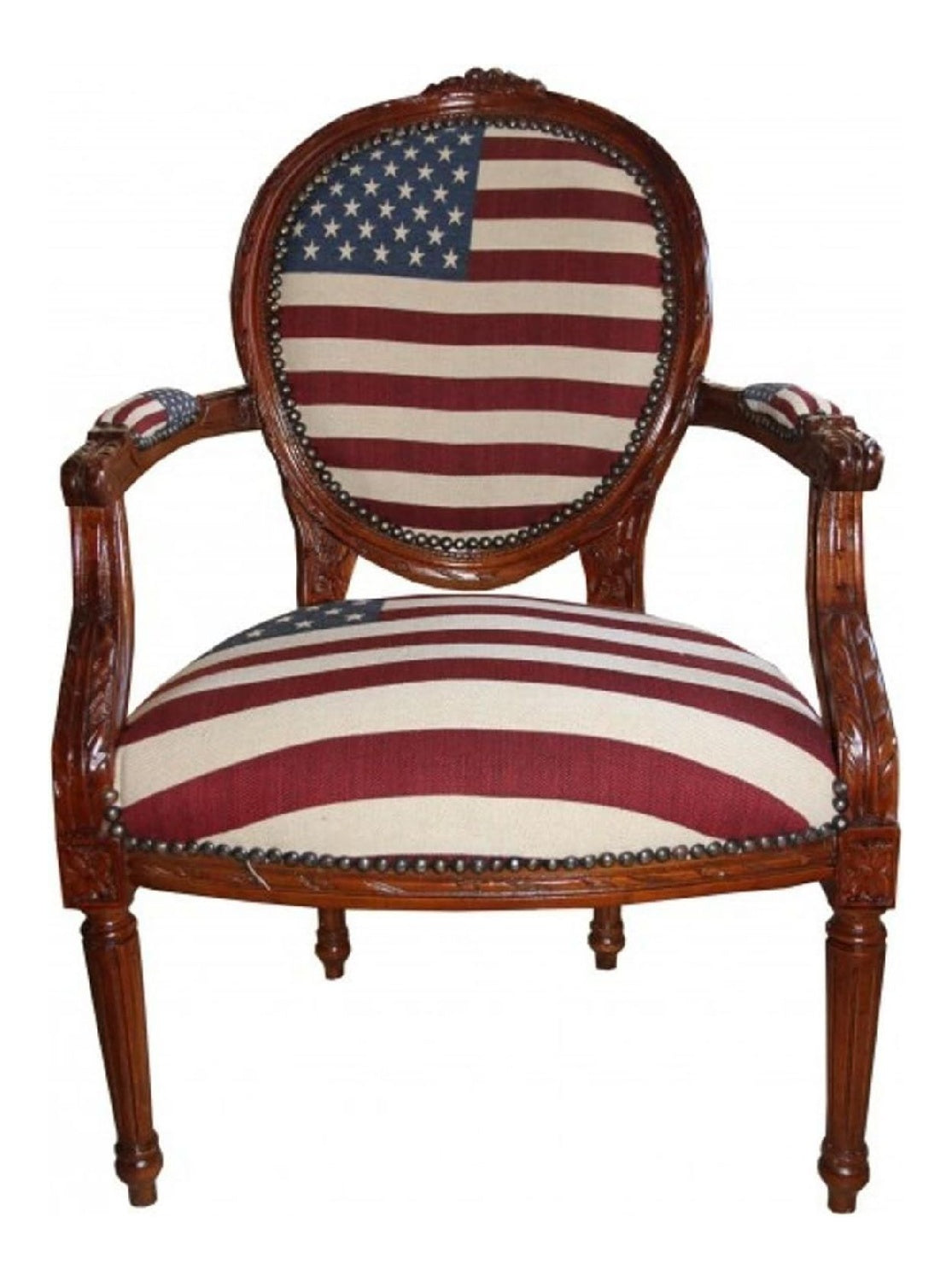 Barock Salon Stuhl USA Design/Mahagoni Braun - USA Stil