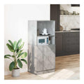 Betongrauer Kuchenschrank 57x41,5x131,5 cm Holzwerkstoff Mehrzweckschrank mit Turen und offenen Fachern fur Stauraum in Kuche, Esszimmer, Buro oder Hotel