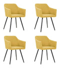 Esszimmerstuhle 4er Set Gelb Stoff Polsterstuhl mit Armlehne fur Kuche Wohnzimmer, ergonomisch, modern, bequem, drehbar, stapelbar, mit Metallgestell, ideal fur Esstisch und Lounge
