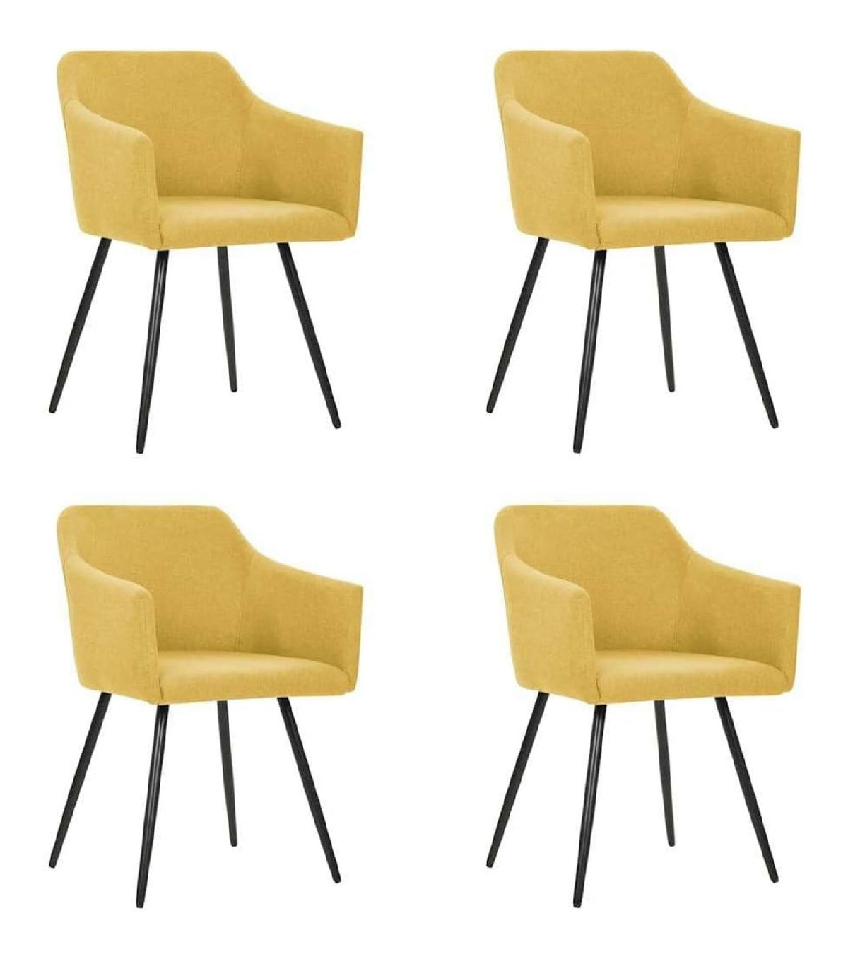 Esszimmerstuhle 4er Set Gelb Stoff Polsterstuhl mit Armlehne fur Kuche Wohnzimmer, ergonomisch, modern, bequem, drehbar, stapelbar, mit Metallgestell, ideal fur Esstisch und Lounge