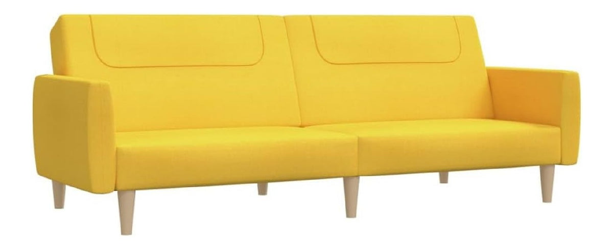 Stoff Schlafsofa 2-Sitzer 220 x 84,5 x 69 cm Gelb Sitztiefe 50 cm Sitzhohe 32 cm Max. Tragfahigkeit 110 kg pro Sitz 29,4 kg Fu hohe 15 cm