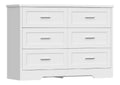 Kommode mit 6 Schubladen, Wei er Komodenschrank fur Schlafzimmer - Multifunktionales Sideboard fur Wohnzimmer, Esszimmer, Flur, 107 x 35 x 75.5 cm