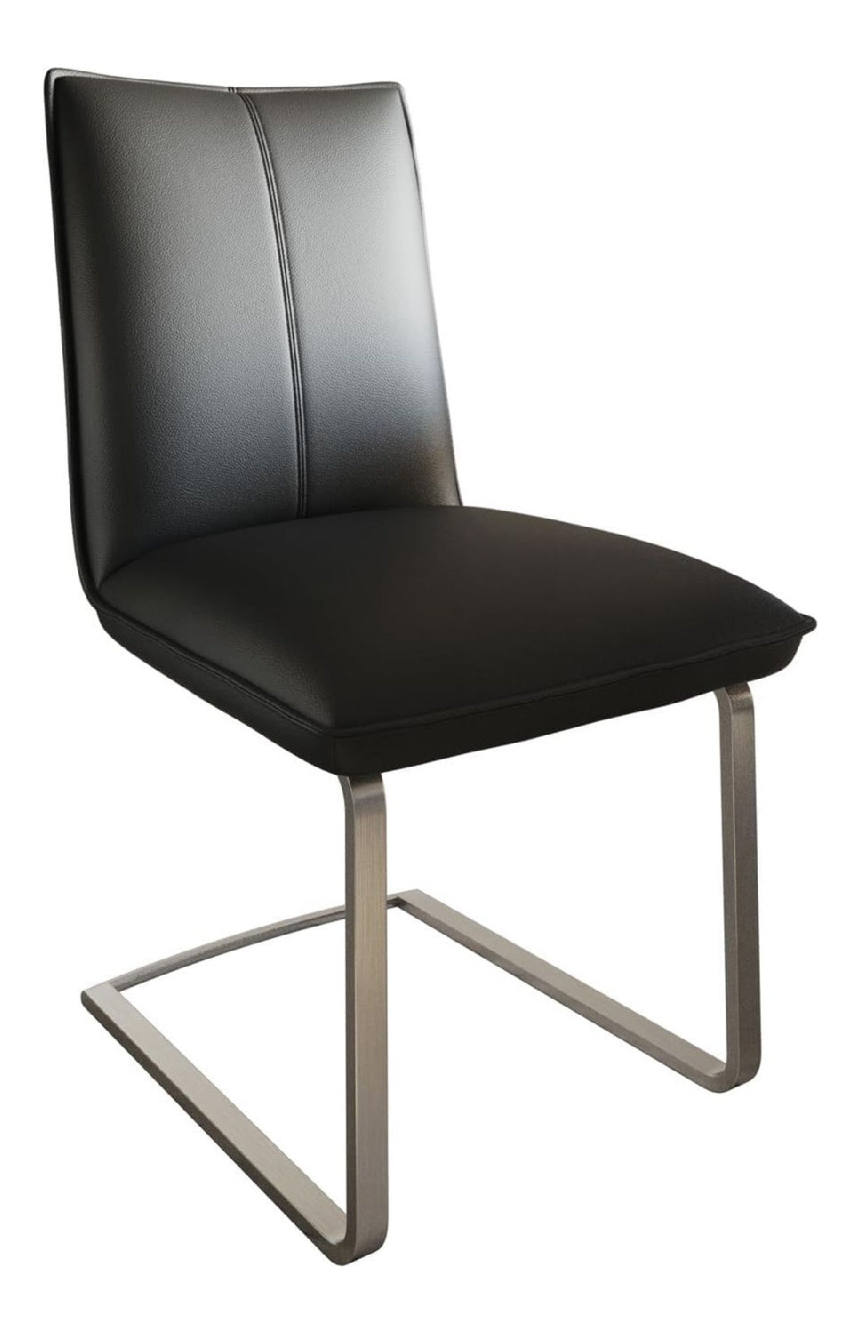 Schwingstuhl Lelio-Flex Freischwinger flach Edelstahl Echt-Leder Schwarz