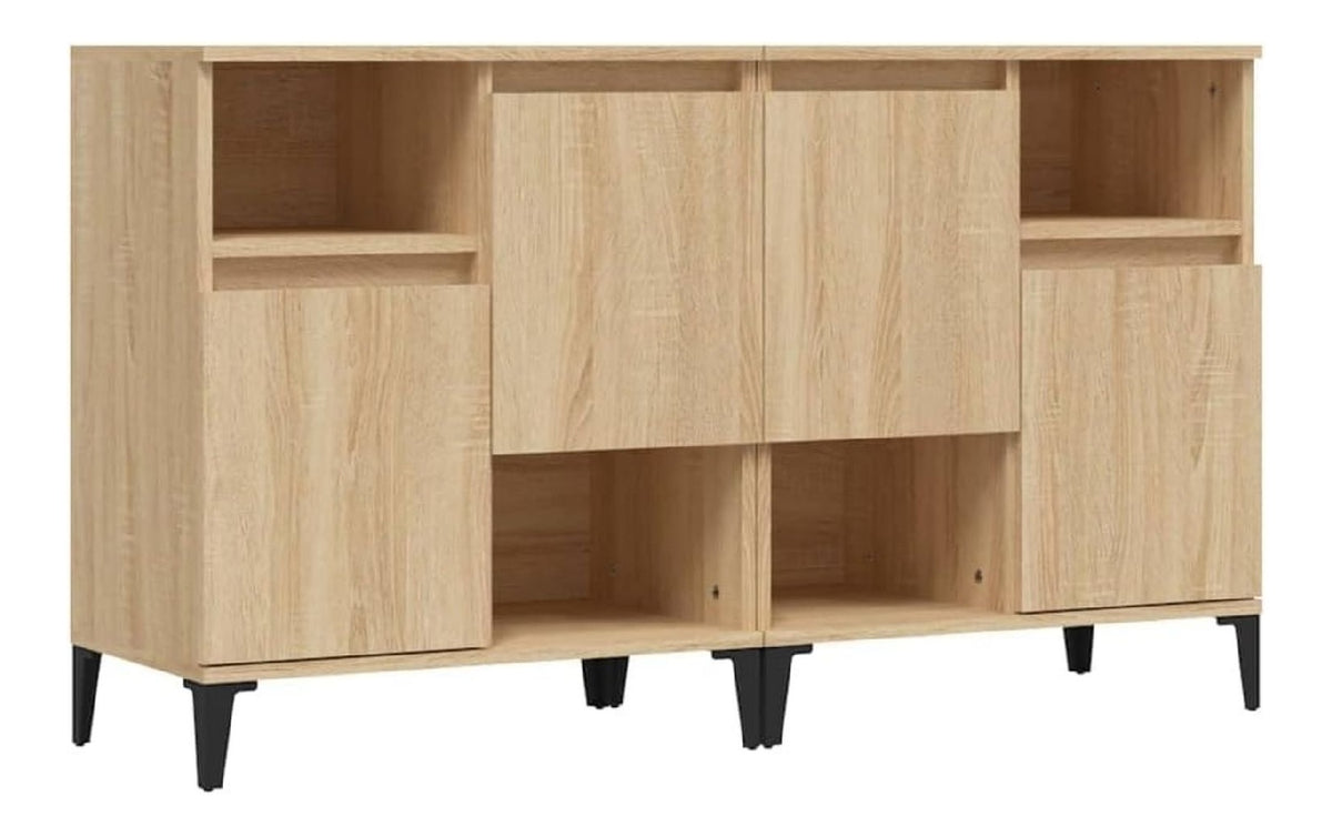 Buffet Bahut Kommode Schrank Aufbewahrungsschrank Organizer Kuche Wohnzimmer 2 Stuck Sonoma 60 x 35 x 70 cm Holz Holz Braun 02_0036821