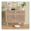 Kommode mit Schubladen und Schrank aus Massivholz, Aufbewahrung, Rattan, Schlafzimmer, Nachttisch, Buffet, Holz