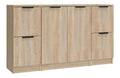 3 Stuck Sideboards Buffet Beistellschrank Kommode mit 6 Turen, Mehrzweckschrank Kuchenschrank fur Schlafzimmer, Wohnzimmer, Sonoma-Eiche Holzwerkstoff