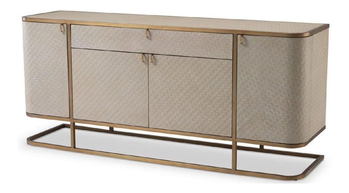 Luxus Kommode mit 4 Turen und Schublade Beige/Messingfarben 170 x 46 x H. 75 cm - Sideboard - Schrank - Luxus Mobel - Luxus Qualitat