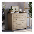 Vida Designs Panama Kommode mit 4 Schubladen, Massive Kiefer, gewachste Oberflache, Holz, naturlich