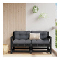 Ecksofas fur den Garten, 2 Stuck, schwarz, aus massivem Kiefernholz, Gartenmobel, Schlafsofa, Wohnzimmer, Couch, Sofas fur den Au enbereich, Wohnzimmer, Terrasse, Au enbereich