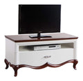 Luxus Art Deco Sideboard mit Schublade Wei /Dunkelbraun 114 x 46,5 x H. 55,7 cm - Fernsehschrank - Wohnzimmermobel