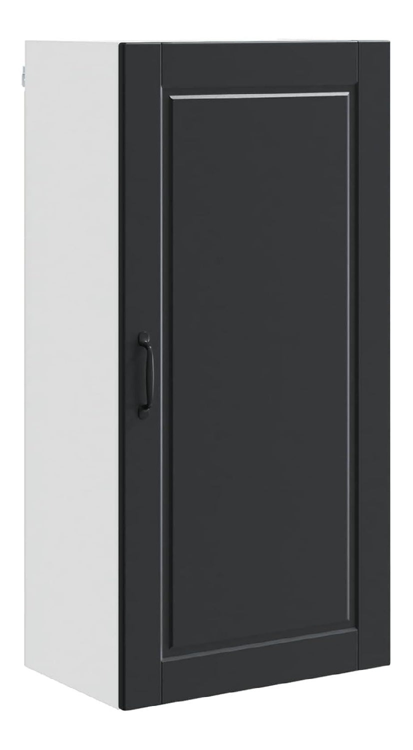 02_0054466 Wand-Kuchenschrank, praktische Aufbewahrung, 50 x 31 x 100 cm, moderner Stil, aus Holz, Schwarz