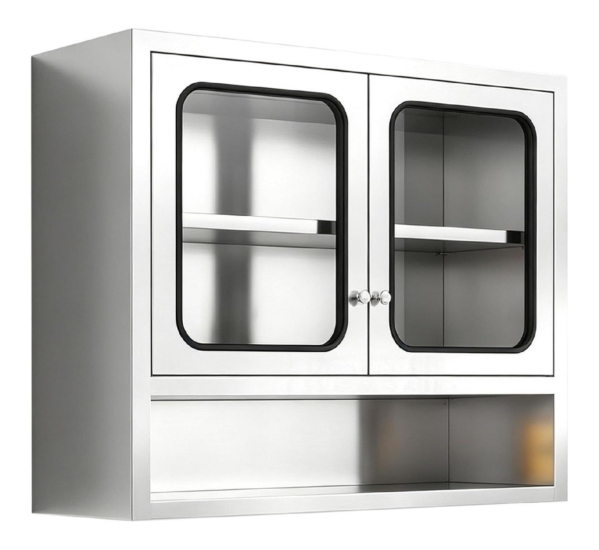Edelstahl Wandschrank Kuche 304, Gehartetes Glas, Magnetverschluss