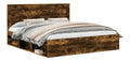 Bettrahmen aus geraucherter Eiche 200 x 200 cm aus massivem Kiefernholz fur Schlafzimmer, stabiles Holzwerkstoffbettgestell mit Lattenrost, langlebig, pflegeleicht, passend fur Doppelbett