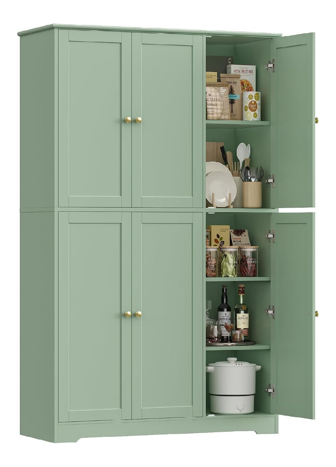 Kuchenschrank 180 cm Mehrzweckschrank Vorratsschrank mit 6 Turen