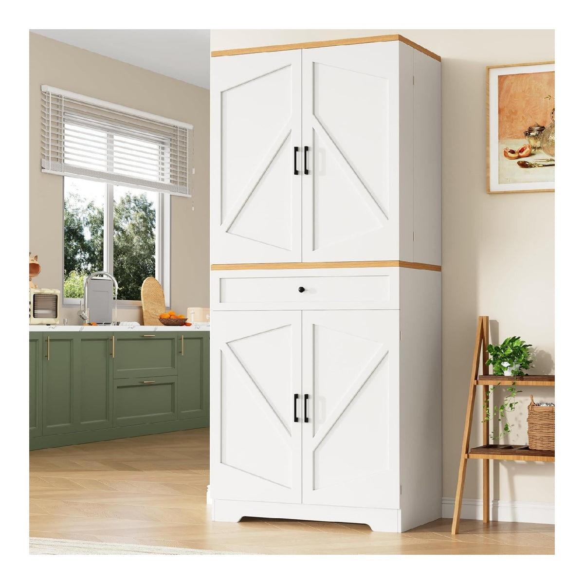 hochschrank Sideboard 180 cm anrichte mit zwoelf fachern schubladen holzoptik metallgriffen snackregal vorratsschrank kuchenmobel geeignet fur Wohnzimmer esszimmer diele
