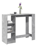 Bartisch mit Regal Betongrau 124x46x103,5 cm, Holzwerkstoff Kuchenmobel mit 4 Fachern, vielseitiger Esstisch fur Wohnzimmer und Essbereich