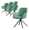 Esszimmerstuhle drehbar 6er Set, Textil Webstoff, Grun, Wohnzimmerstuhl mit Armlehne/Ruckenlehne, 360 Drehstuhl, Polsterstuhl mit Metallbeine, Ergonomische Sessel, Kuchenstuhl Loungesessel