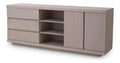 Luxus Sideboard Grau 220 x 52,5 x H. 85,5 cm - Massivholz Schrank mit 3 Schubladen & 2 Turen - Wohnzimmer & Hotel Mobel - Luxus Qualitat