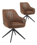 Mobel Esszimmerstuhle 2er Set 360 drehbar mit Taschenfederkern, hoher Sitzkomfort, bis 150 kg belastbar, Wildleder-Optik Braun, Robustes Metall-Kreuzgestell, Zeitloses Design, Modell Mika-Kian