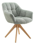 Stuhl PAPILLON - 65cm - salbei grun - Boucle-Bezug Holz-Beine drehbar