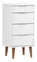 Schubladenschrank Schlafzimmer Wei Massivholz Kiefer UV-Lackierung 40 x 35 x 82 cm mit 4 Schubladen Skandinavischer Stil