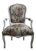 Barock Salon Stuhl Blumen Muster/Creme/Gold - Antik Design Mobel - Limited Edition