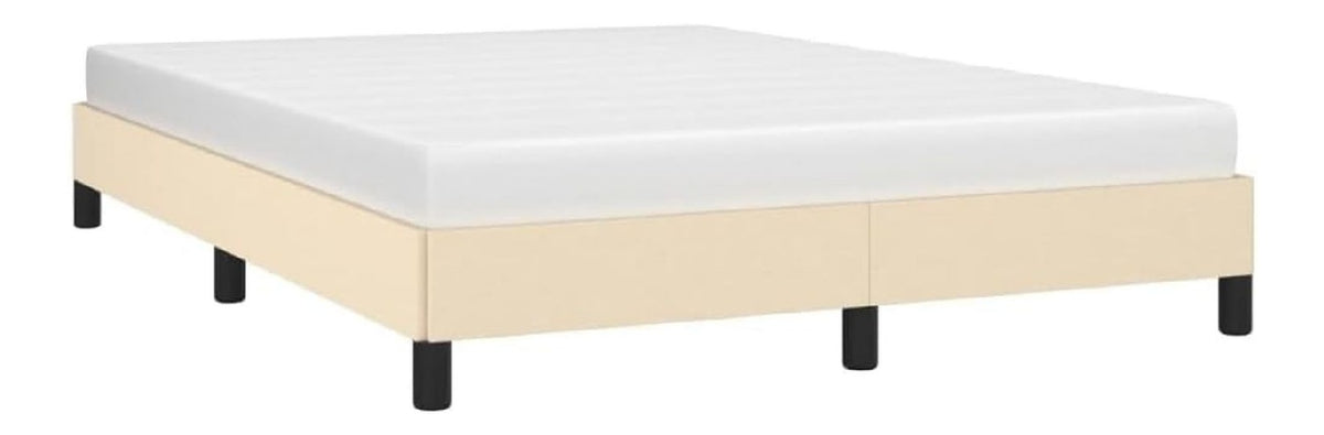 Polsterbett, Bett Bettgestell mit Lattenrost, Schlafzimmerbett Doppelbett mit Stutzbeinen, Bettrahmen Schlafzimmermobel, Creme 140x190cm Stoff
