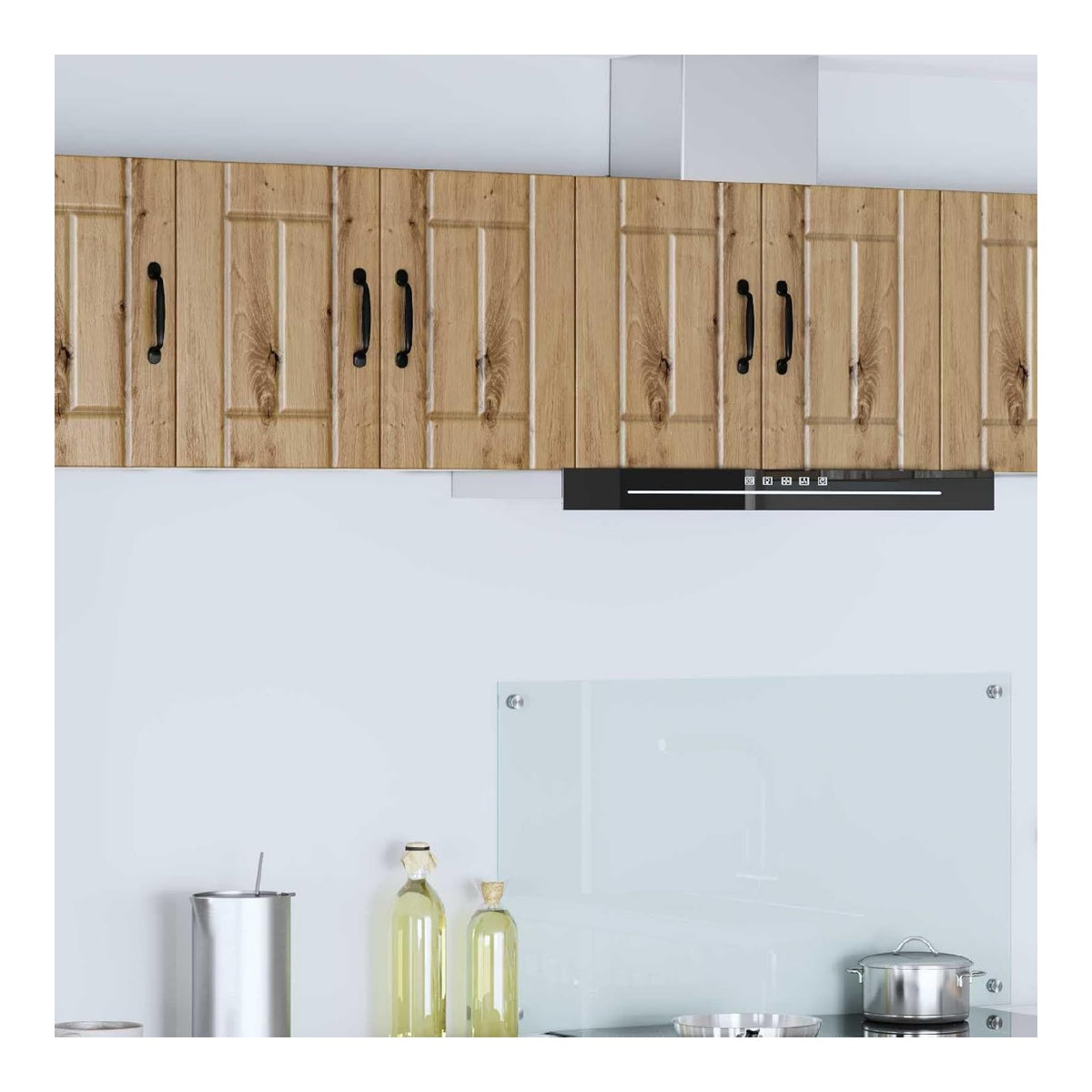 Wandschrank Lucca 2 pcs Artisan-Eichenholz aus Spanplatte, 4 Regale, 2 Turen, 120 kg Belastbarkeit Hangeschrank und Kuchenmobel fur Aufbewahrung in moderner Kuchenbereich