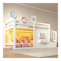 Kinder hochbett 90x200 Wei mit Fenster, Treppe & LED